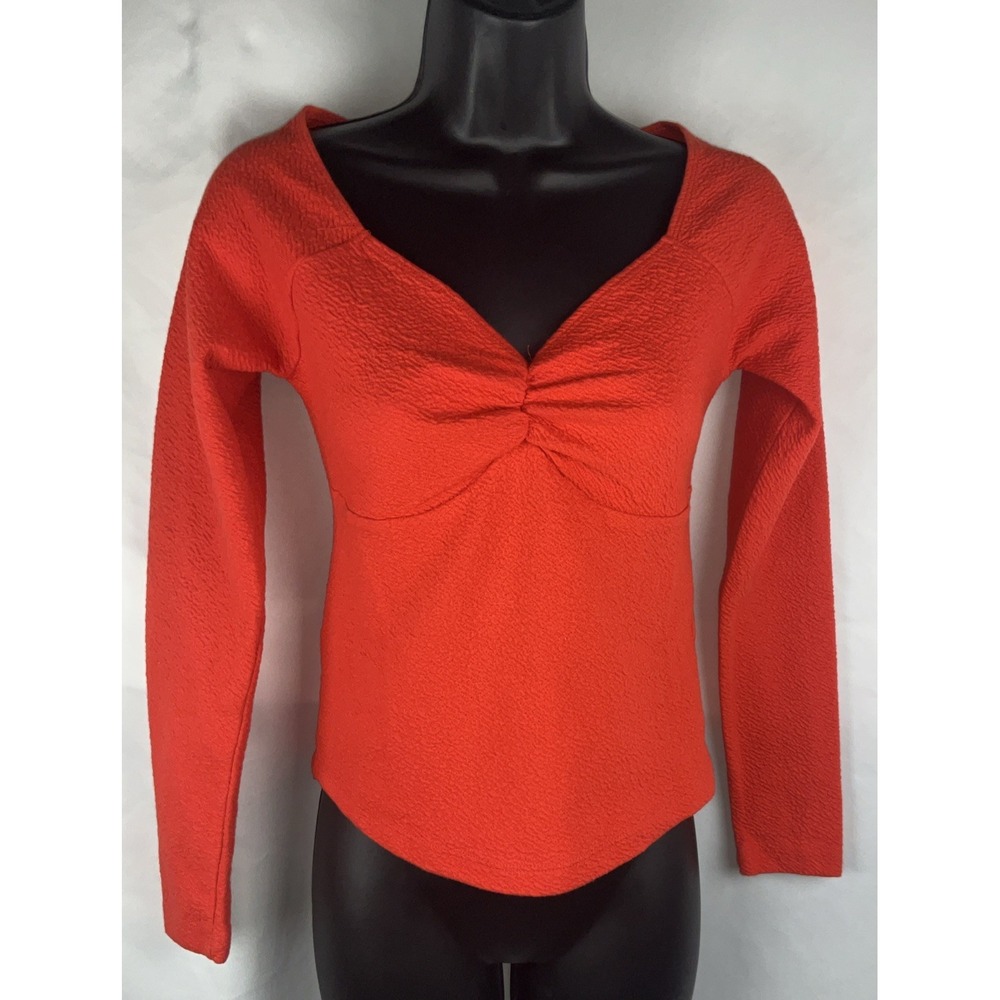 Anthropologie Maeve Women's  Size XS‎ Orange Long Sleeve Sweetheart Top Stretch